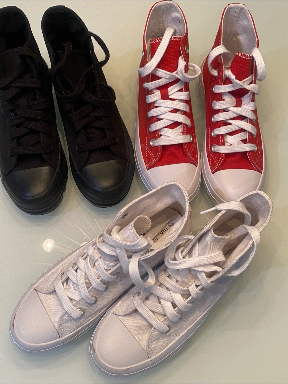 No Boundaries Platform High Top Sneakers Lot 3 Pairs Black White Red Size 7
